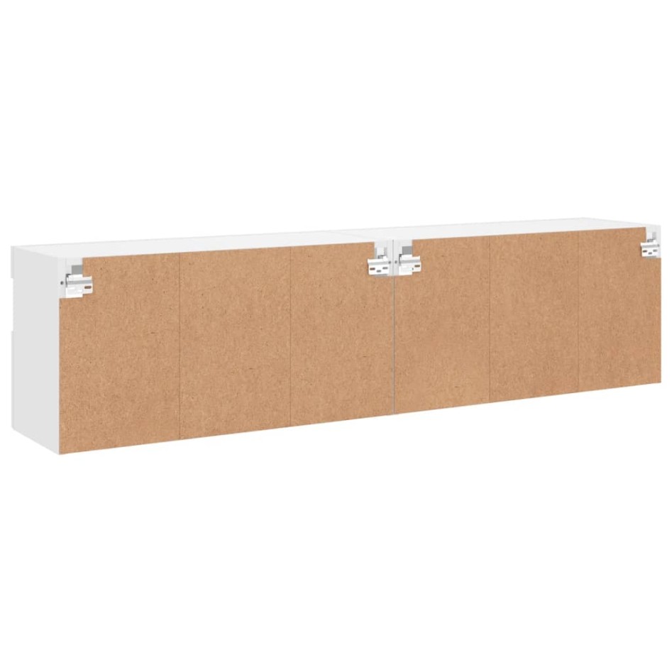 Muebles de TV de pared con luces LED 2 uds blanco 80x30x40