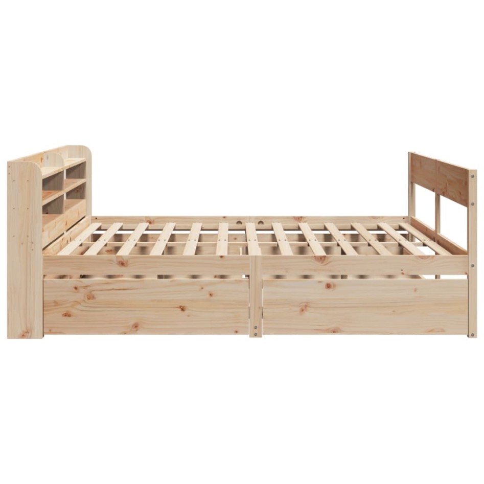 Estructura de cama sin colchón madera maciza de pino 200x200