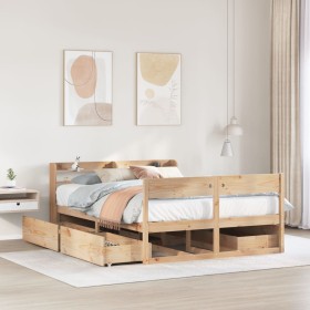 Estructura de cama sin colchón madera de pino blanco 150x200