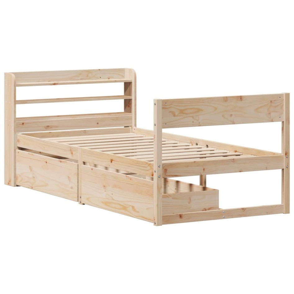 Estructura de cama sin colchón madera maciza pino 75x190