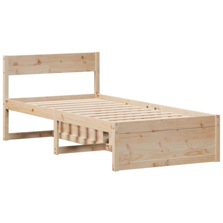 Estructura de cama sin colchón madera maciza pino 75x190