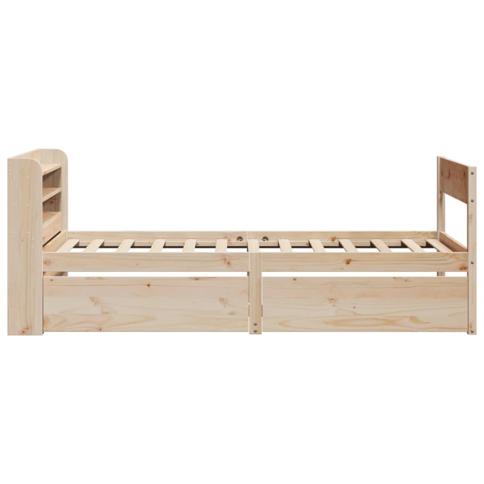 Estructura de cama sin colchón madera maciza pino 75x190