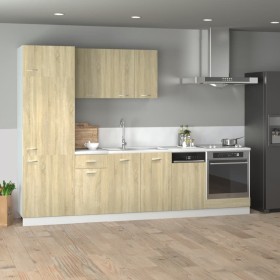 Set de muebles de cocina 7 pzas madera ingeniería roble