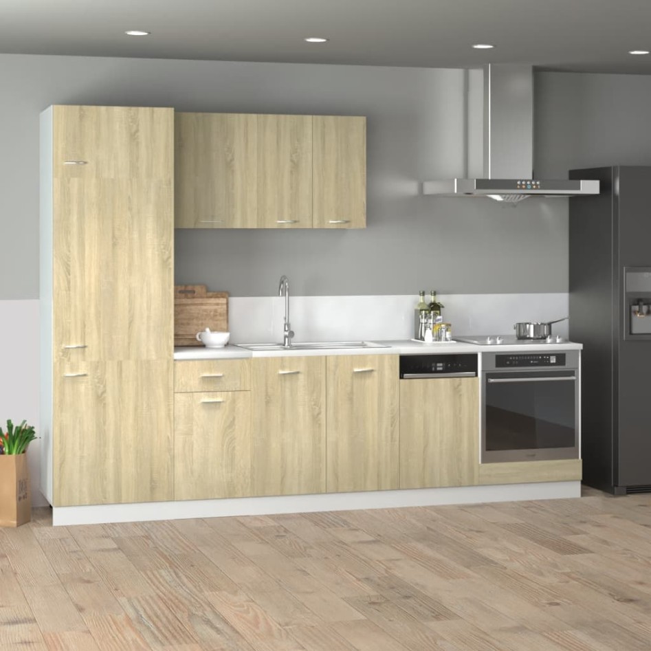 Set de muebles de cocina 7 pzas madera ingeniería roble