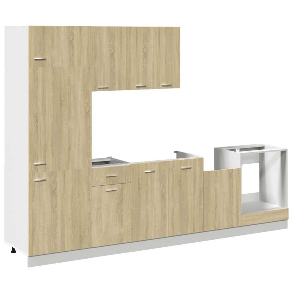 Set de muebles de cocina 7 pzas madera ingeniería roble