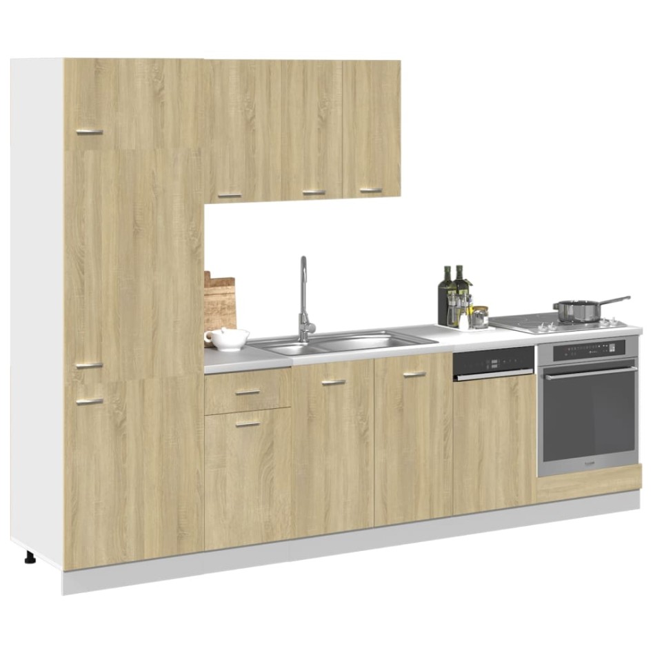 Set de muebles de cocina 7 pzas madera ingeniería roble