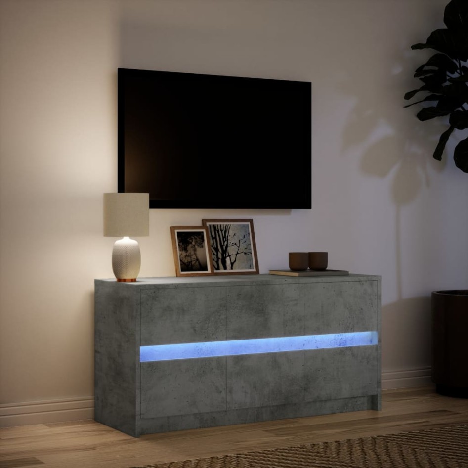 Mueble de TV LED madera ingeniería gris hormigón 100x34x50