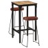 Set de mesa alta y taburetes 3 pzas madera maciza mango y