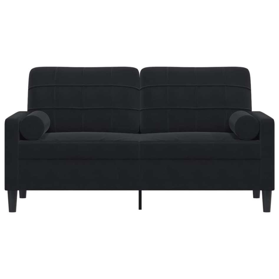 Sofá de 2 plazas con cojines terciopelo negro 140