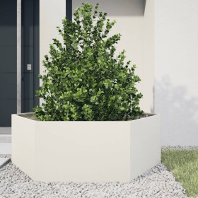 Jardinera hexagonal acero blanco 138x120x45