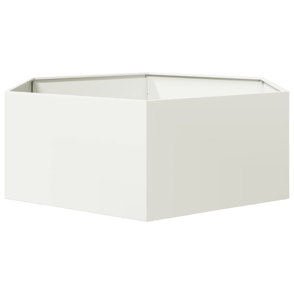 Jardinera hexagonal acero blanco 138x120x45
