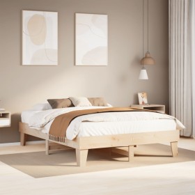 Estructura de cama sin colchón madera de pino blanco 150x200