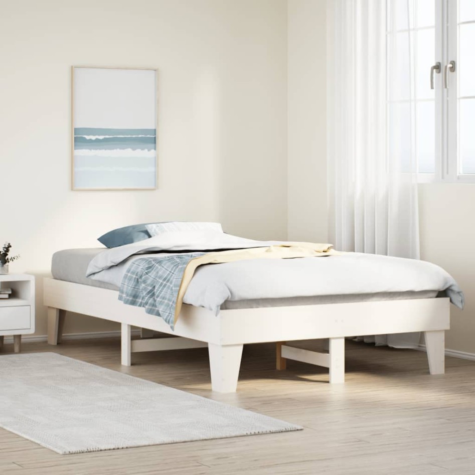 Estructura de cama sin colchón madera de pino blanco 135x190