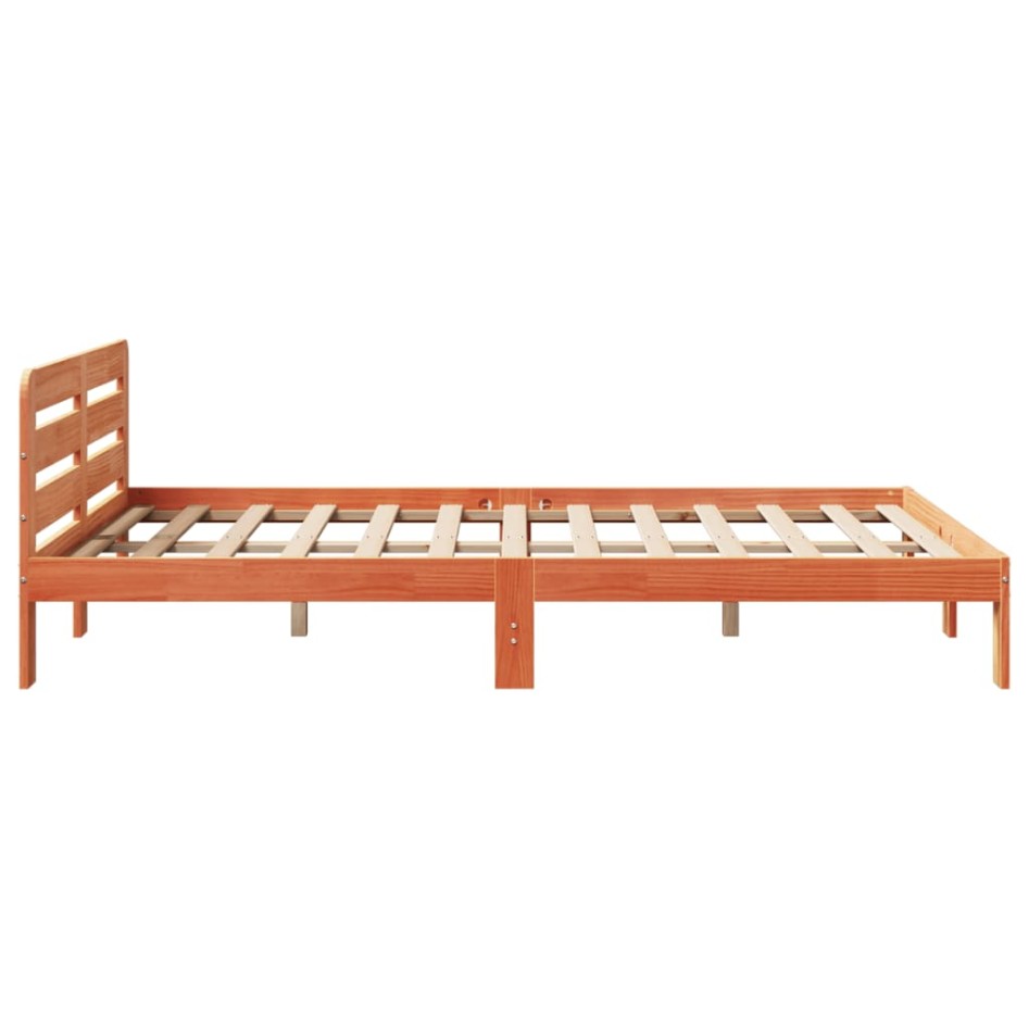 Cama sin colchón madera maciza de pino marrón cera 140x200