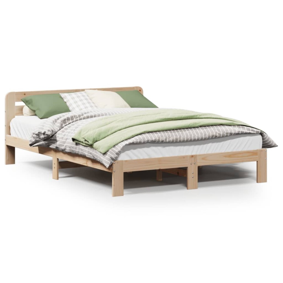 Estructura de cama sin colchón madera maciza de pino 120x190