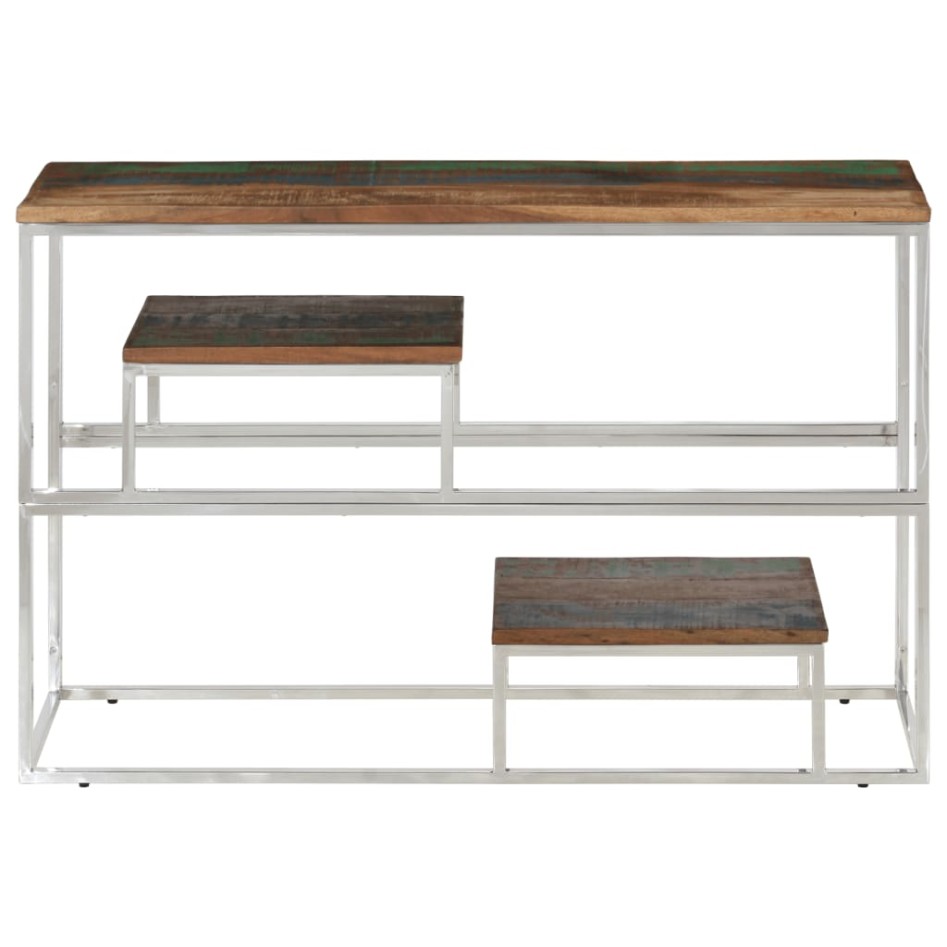 Mesa consola acero inoxidable plateado madera maciza