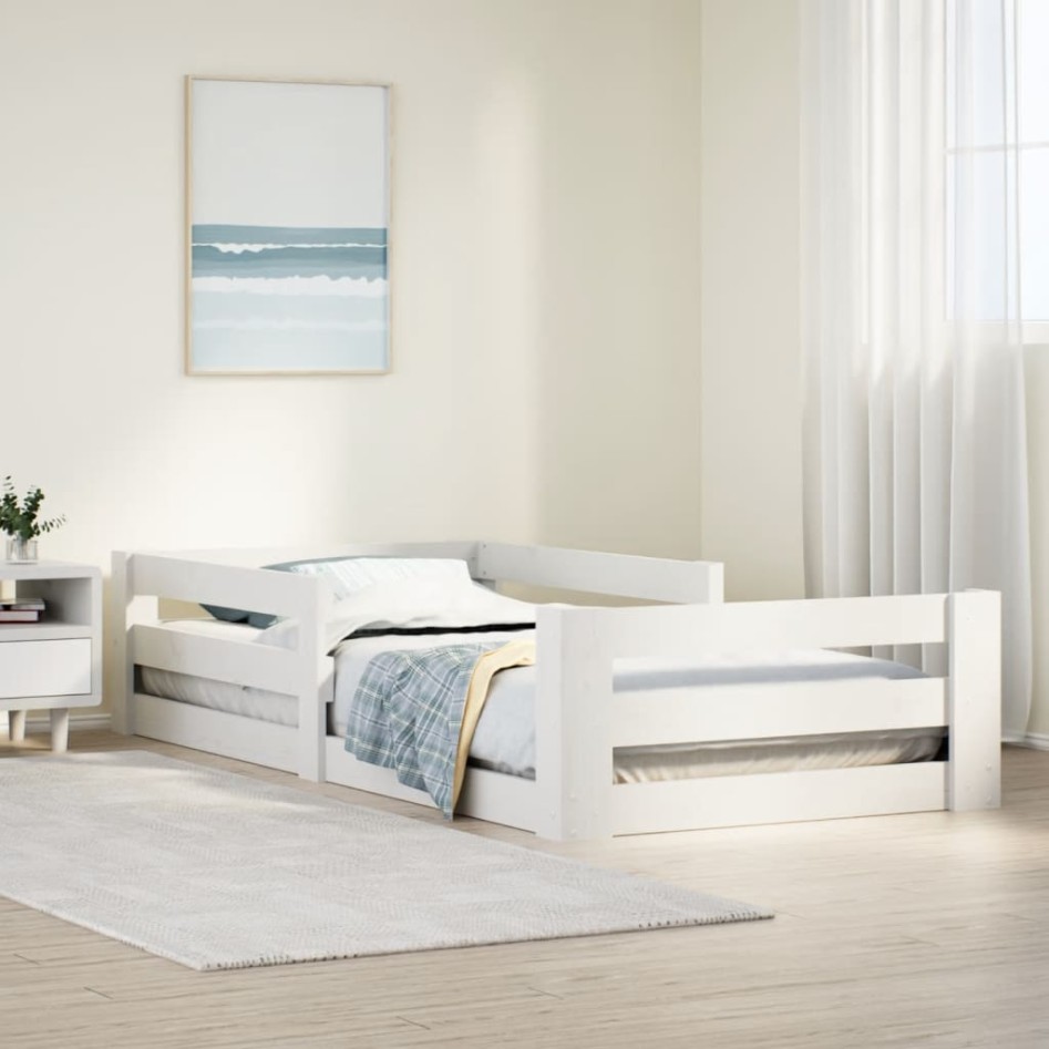 Cama sin colchón madera maciza de pino blanca 70x140