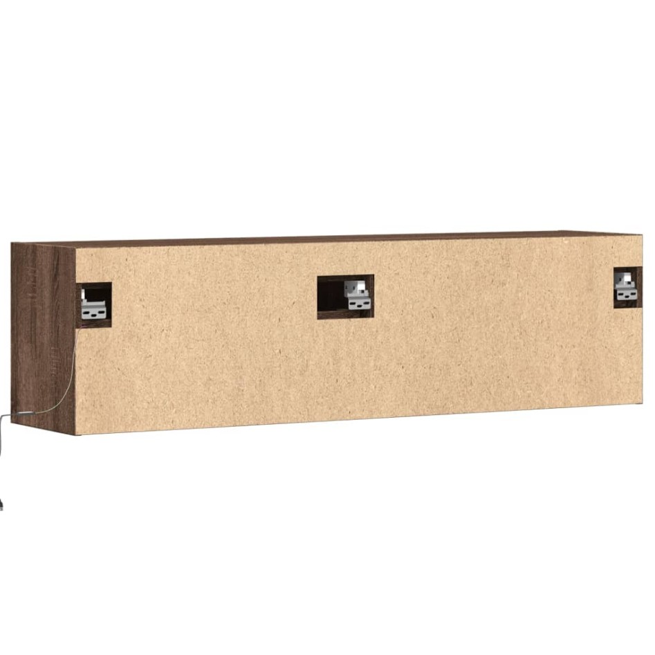 Mueble de TV de pared con luces LED marrón roble 140x31x38