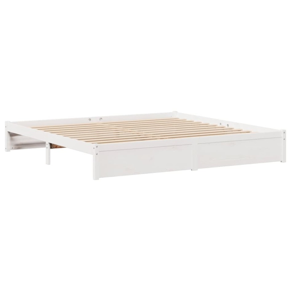 Cama con estantería sin colchón madera maciza blanca 200x200
