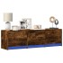 Mueble de TV LED madera ingeniería roble ahumado 140x34x40