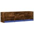 Mueble de TV LED madera ingeniería roble ahumado 140x34x40