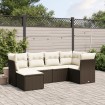 Set sofás de jardín 6 piezas y cojines ratán sintético marrón