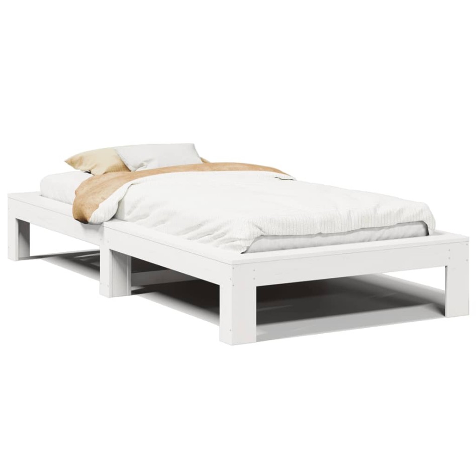 Estructura de cama sin colchón madera maciza blanca 90x190