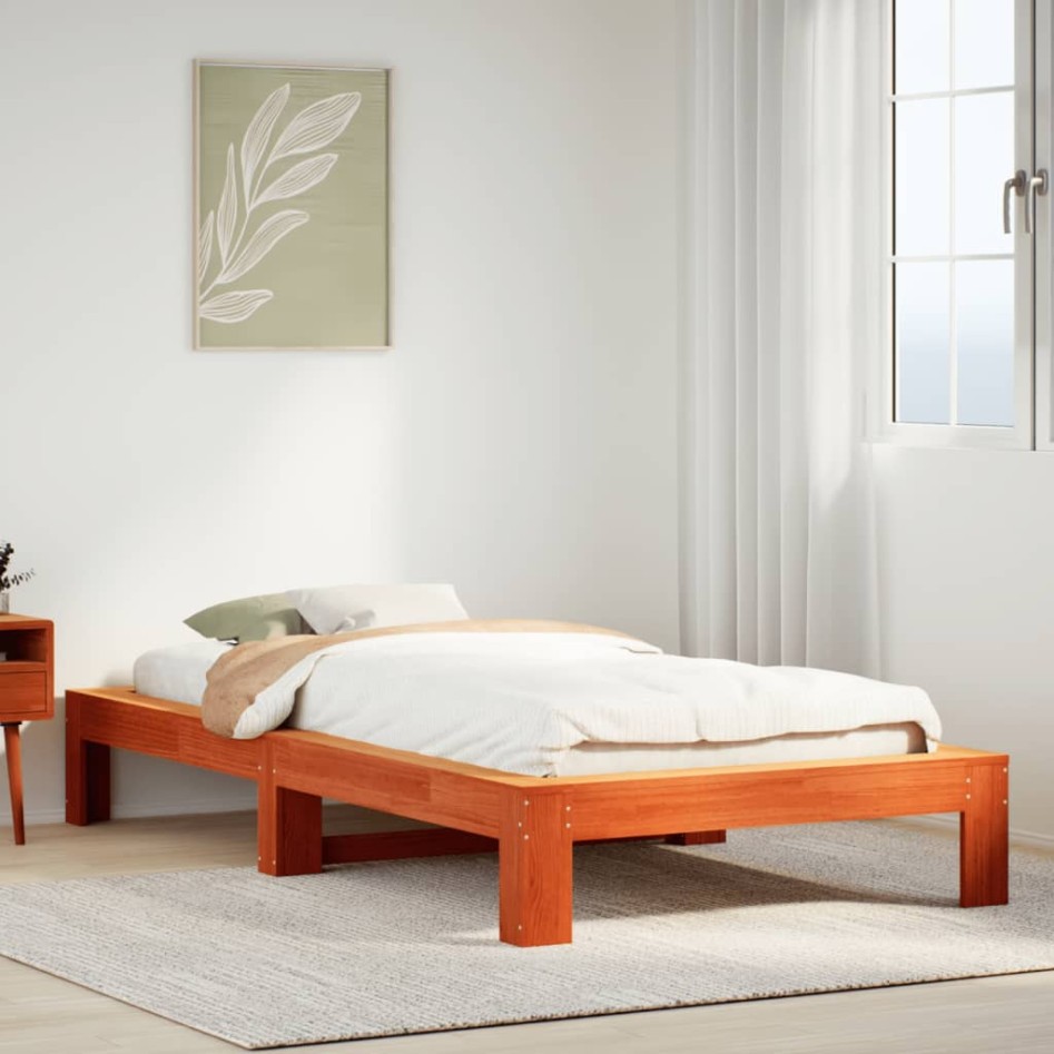 Estructura de cama sin colchón madera de pino marrón 90x200