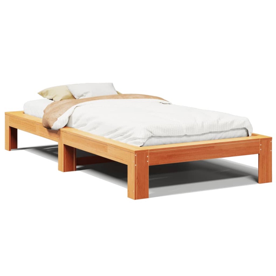 Estructura de cama sin colchón madera de pino marrón 90x200
