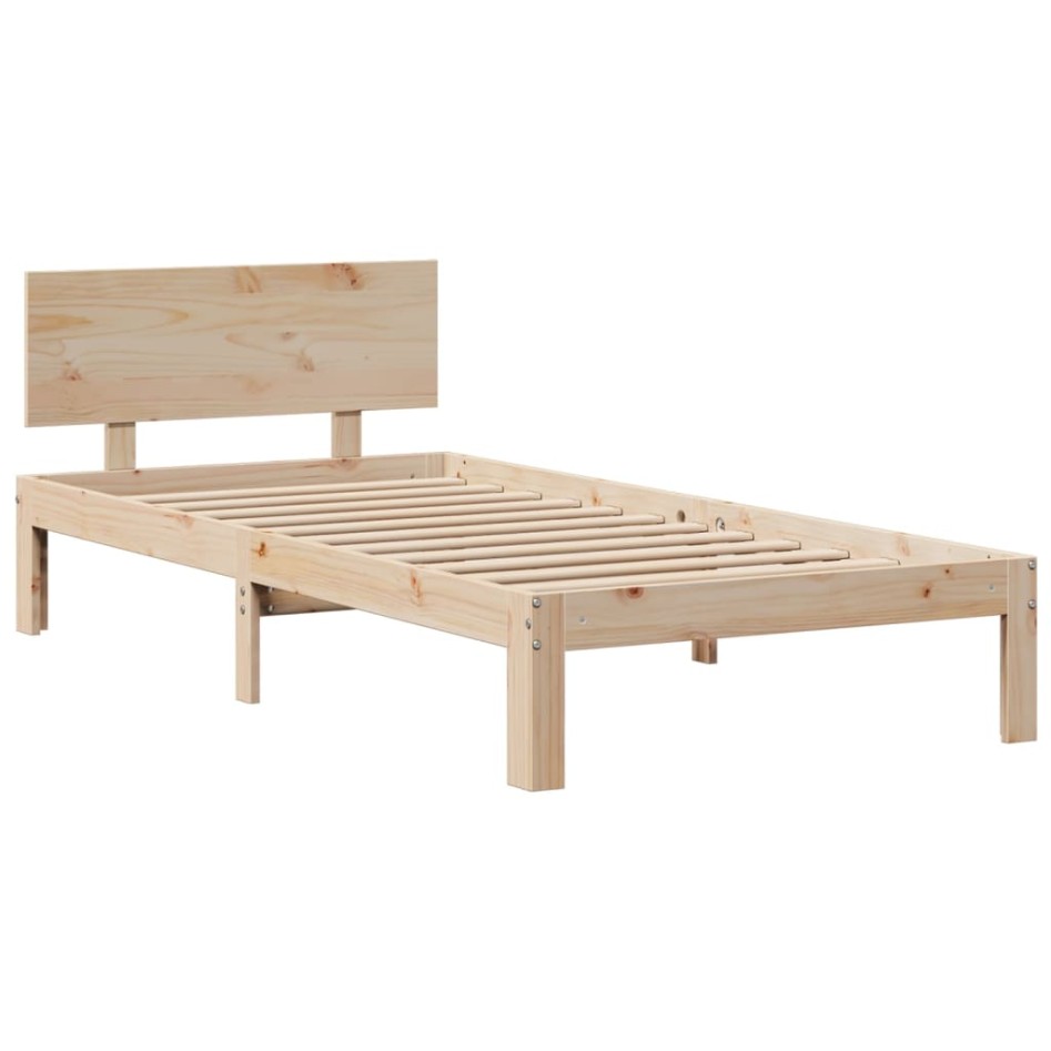 Cama con estantería sin colchón madera maciza de pino