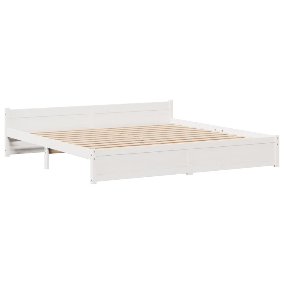 Cama con estantería sin colchón madera maciza blanca 200x200