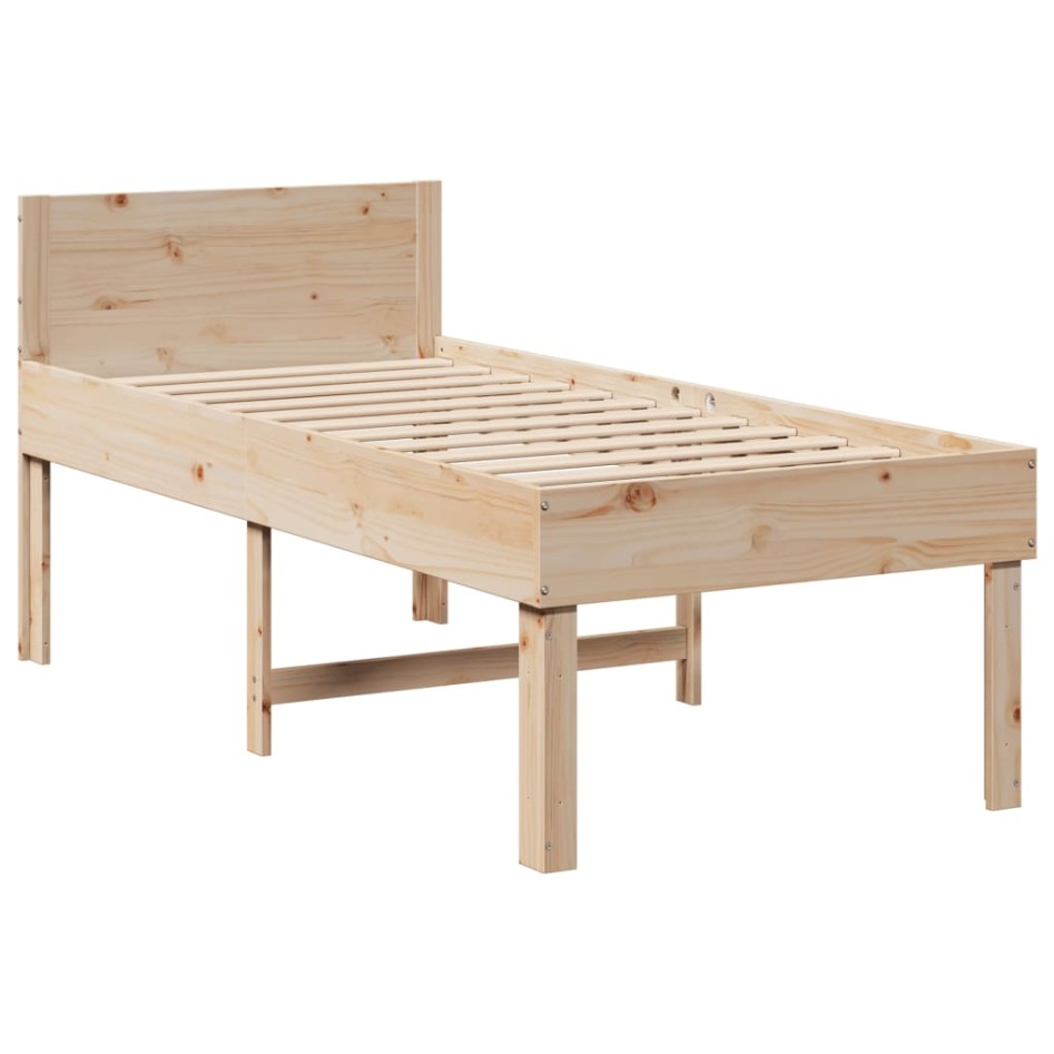 Estructura de cama sin colchón madera maciza de pino 90x200