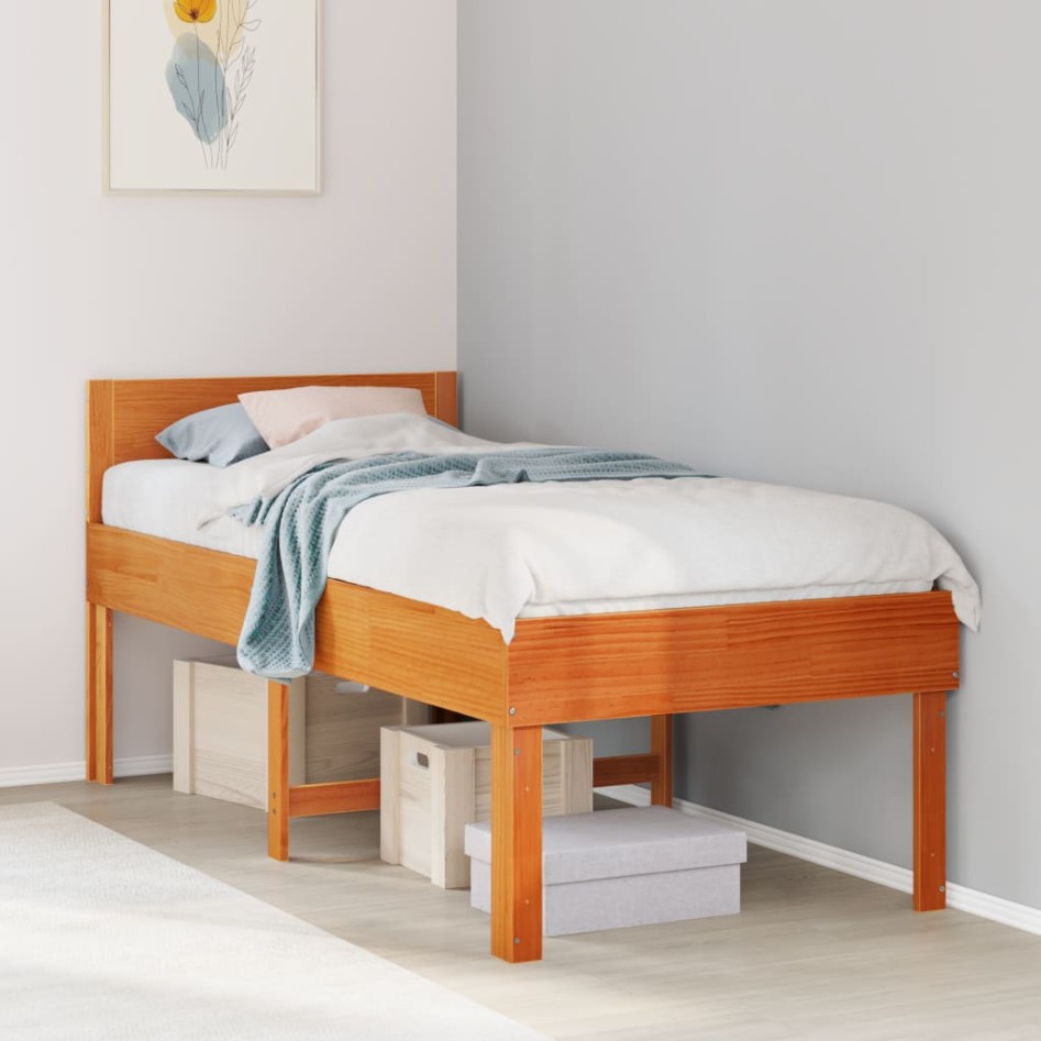 Estructura de cama sin colchón madera maciza marrón 75x190