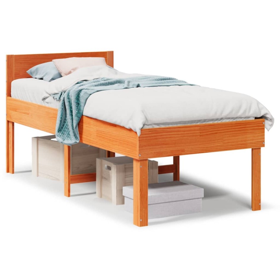 Estructura de cama sin colchón madera maciza marrón 75x190