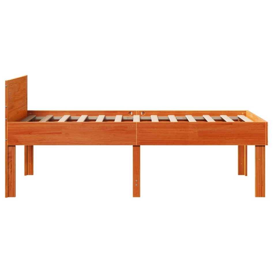 Estructura de cama sin colchón madera maciza marrón 75x190