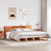 Cama con estantería sin colchón madera maciza marrón 180x200 cm