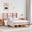 Cama con estantería sin colchón madera maciza marrón 140x200cm