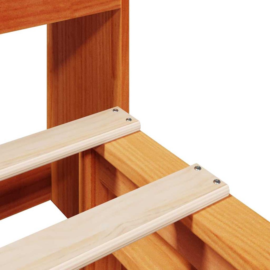 Cama con estantería sin colchón madera maciza marrón