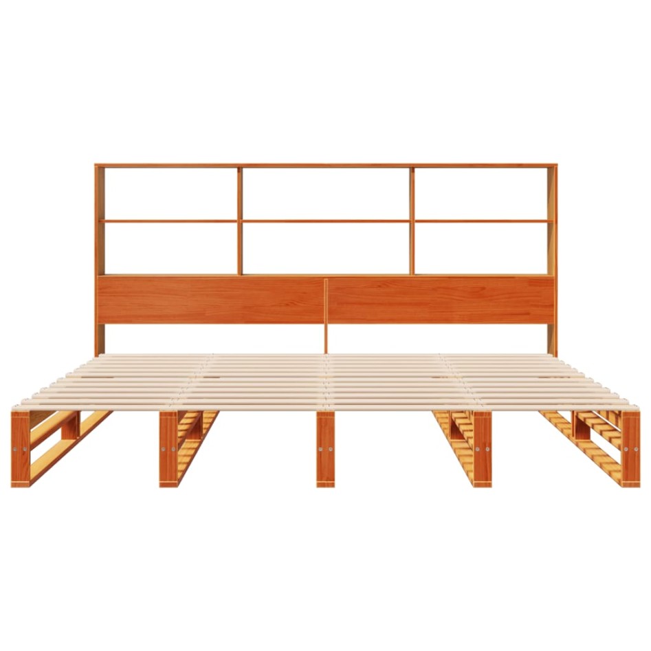 Cama con estantería sin colchón madera maciza marrón 200x200