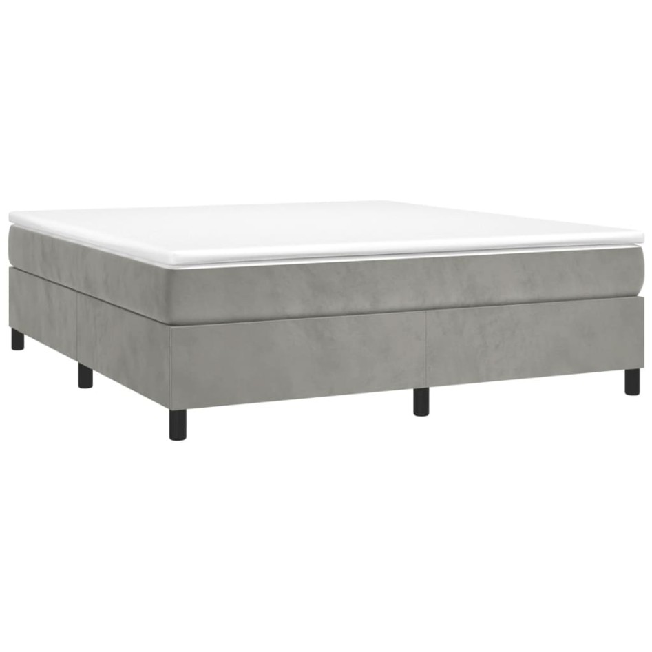 Cama box spring con colchón terciopelo gris claro 200x200