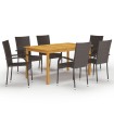 Juego de comedor para jardín 7 piezas marrón