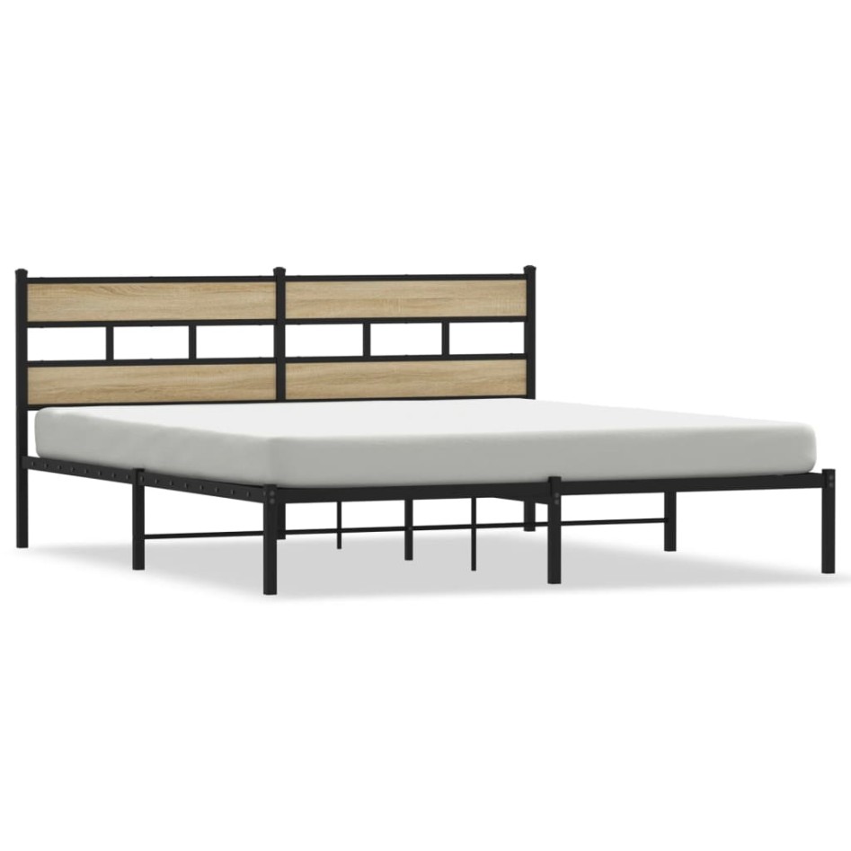 Estructura de cama sin colchón metal roble Sonoma 180x200