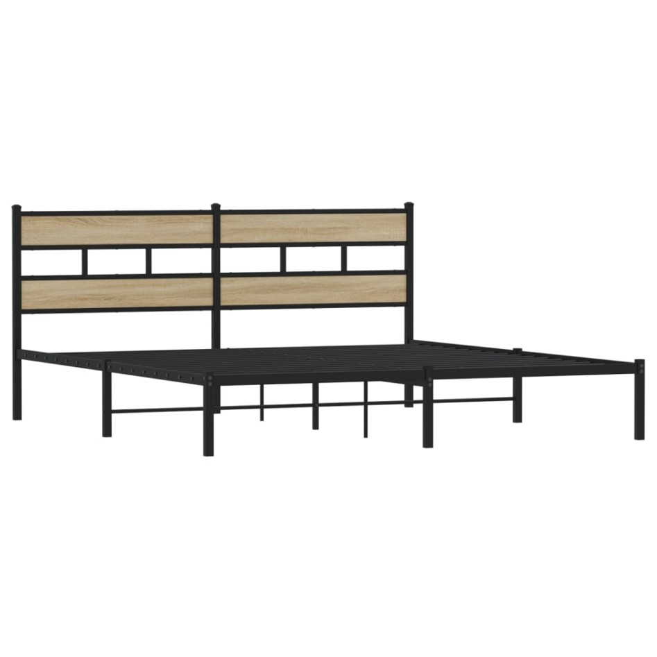 Estructura de cama sin colchón metal roble Sonoma 180x200