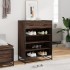 Zapatero de madera y metal marrón roble 75x38x97,5