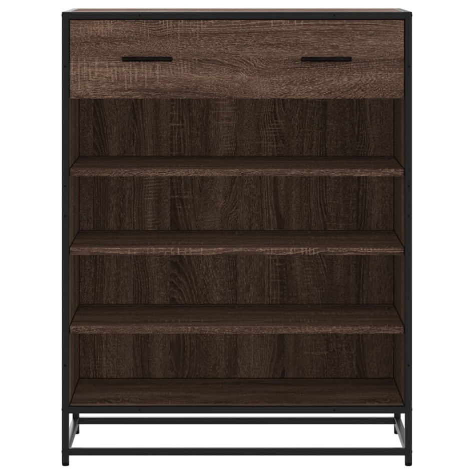 Zapatero de madera y metal marrón roble 75x38x97,5