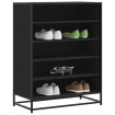 Zapatero de madera de ingeniería y metal negro 75x38x97,5 cm