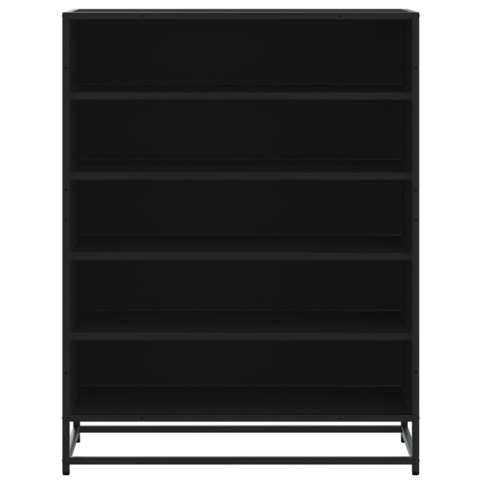 Zapatero de madera de ingeniería y metal negro 75x38x97,5