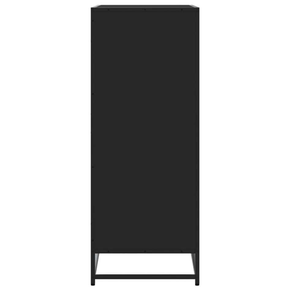 Zapatero de madera de ingeniería y metal negro 75x38x97,5