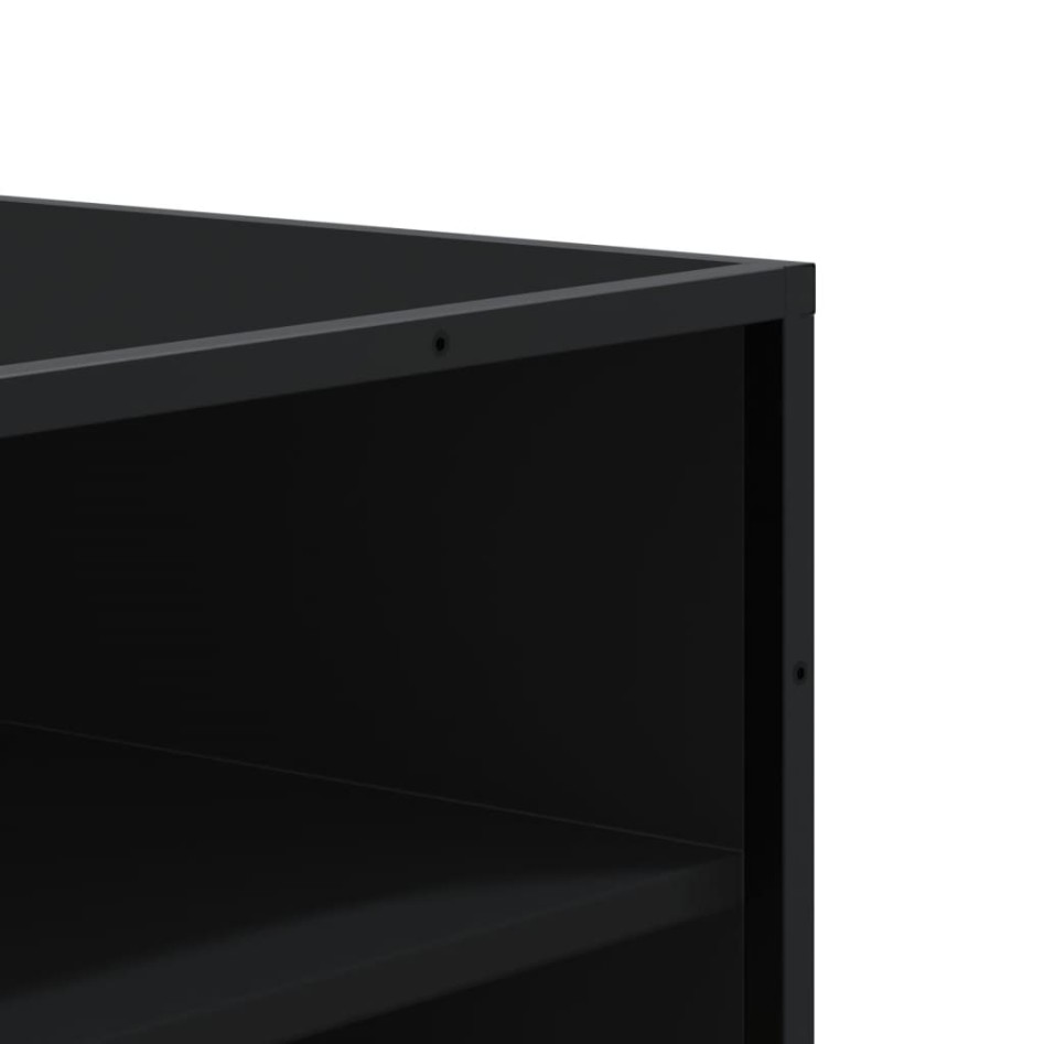 Zapatero de madera de ingeniería y metal negro 75x38x97,5