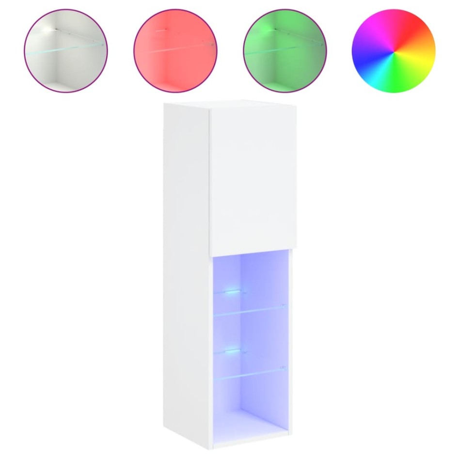 Muebles de TV con luces LED 2 uds blanco 30,5x30x102